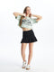 Women's Waist Zipper Plain Skirt with Shorts